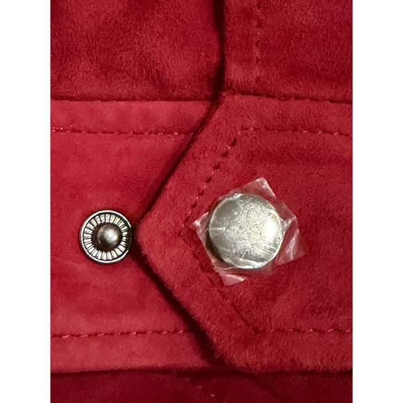 Paul Fredrick Suede Leather Jacket Mens L Red New Zip Front Harrington jacket - Picture 14 of 16